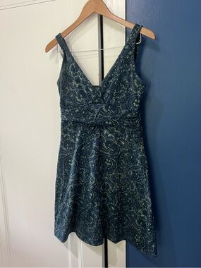 Patagonia Teal Paisley V-Neck Mini Dress